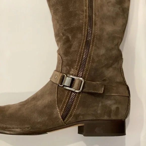 NIB Alberto Fermani brown soft suede zip boots 38